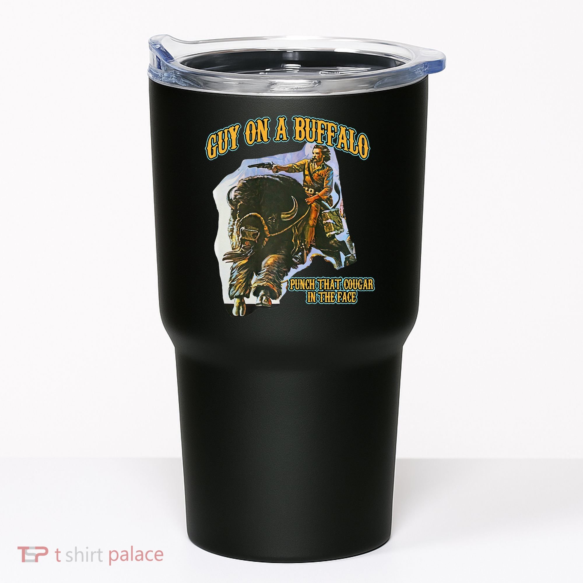Guy On A Buffalo Punch That Cougar In The Face Tumbler