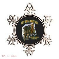Guy On A Buffalo Punch That Cougar In The Face Ornament thumb 0
