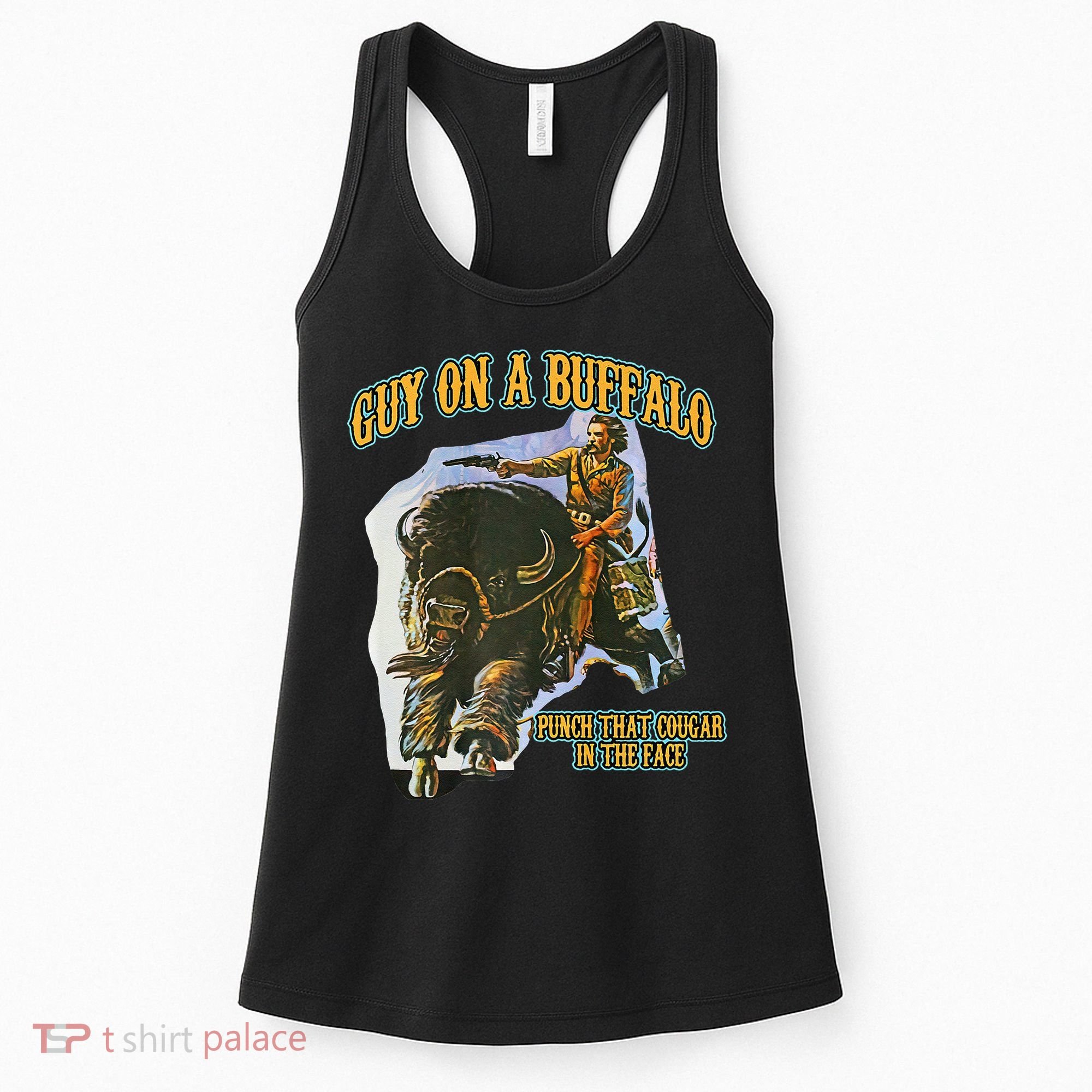 Guy On A Buffalo Punch That Cougar In The Face Women's Tank Top