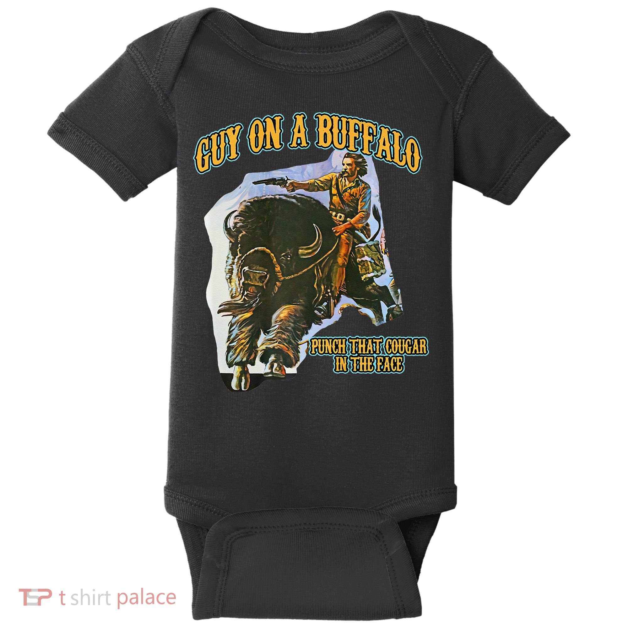 Guy On A Buffalo Punch That Cougar In The Face Baby Bodysuit