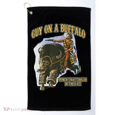 Guy On A Buffalo Punch That Cougar In The Face Golf Towel