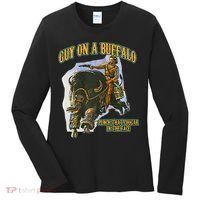 Guy On A Buffalo Punch That Cougar In The Face Women's Long Sleeve Shirt thumb 0