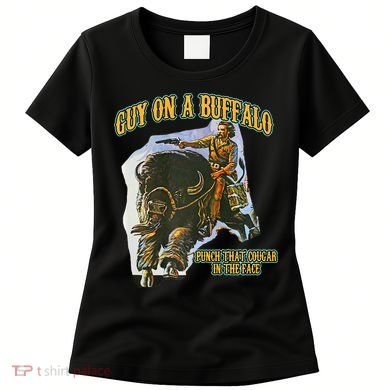 Guy On A Buffalo Punch That Cougar In The Face Women's T-Shirt