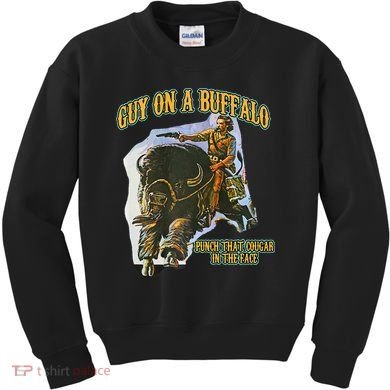 Guy On A Buffalo Punch That Cougar In The Face Kids Sweatshirt