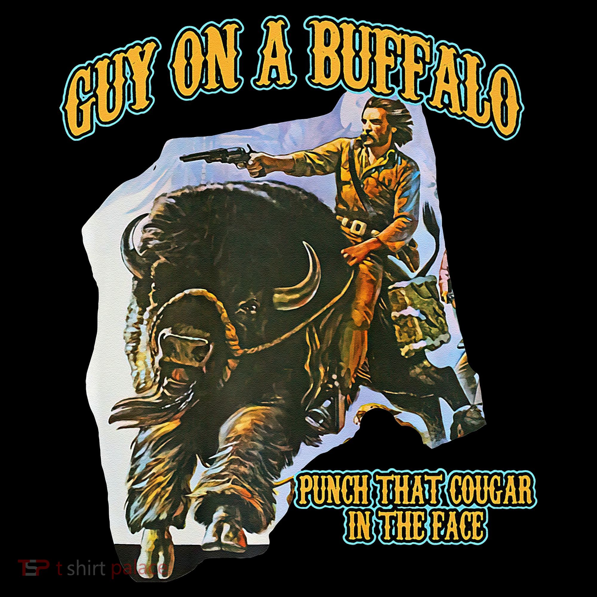 Guy On A Buffalo Punch That Cougar In The Face Kids Sweatshirt