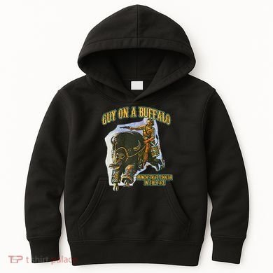 Guy On A Buffalo Punch That Cougar In The Face Kids Hoodie