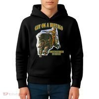 Guy On A Buffalo Punch That Cougar In The Face Kids Hoodie thumb 4