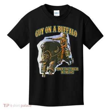Guy On A Buffalo Punch That Cougar In The Face Kids T-Shirt
