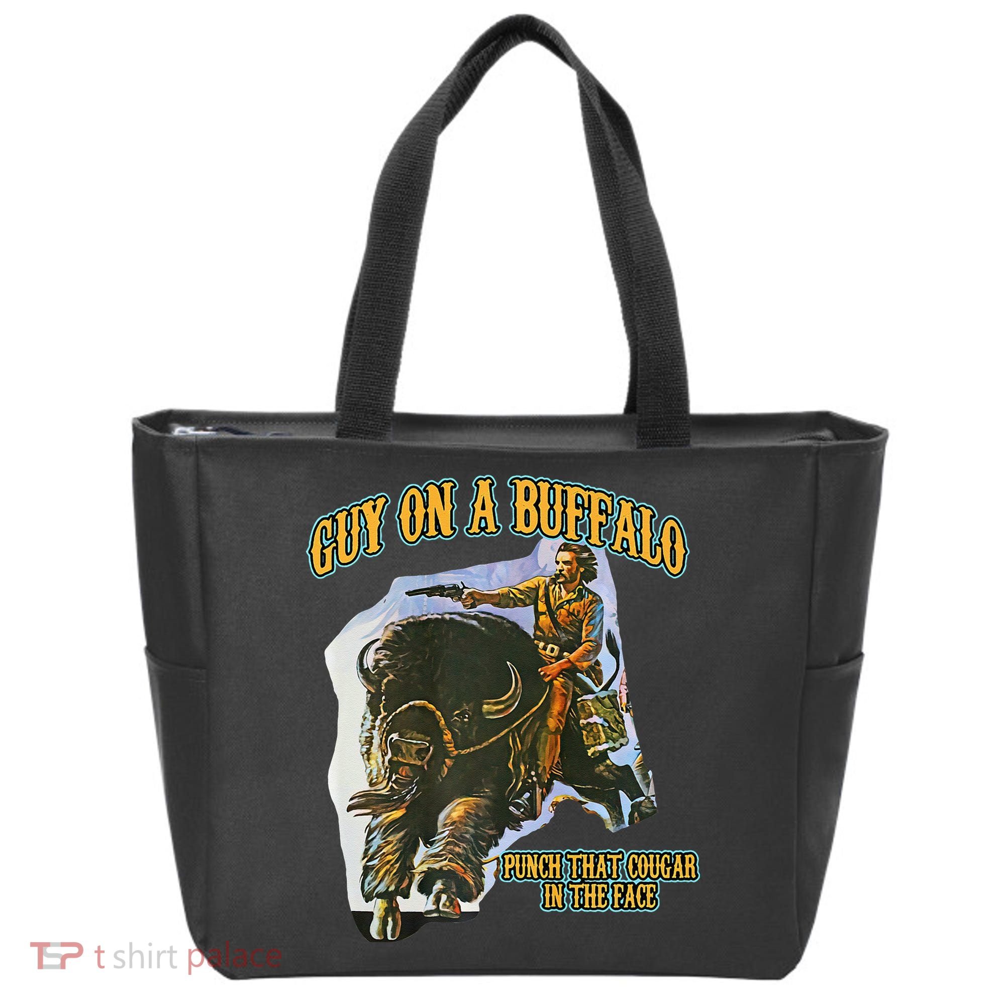Guy On A Buffalo Punch That Cougar In The Face Tote Bag