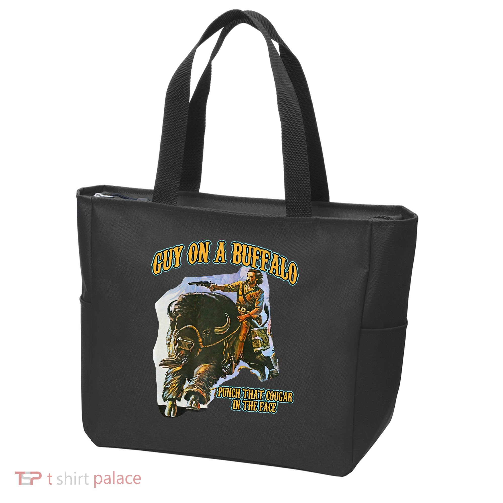 Guy On A Buffalo Punch That Cougar In The Face Tote Bag