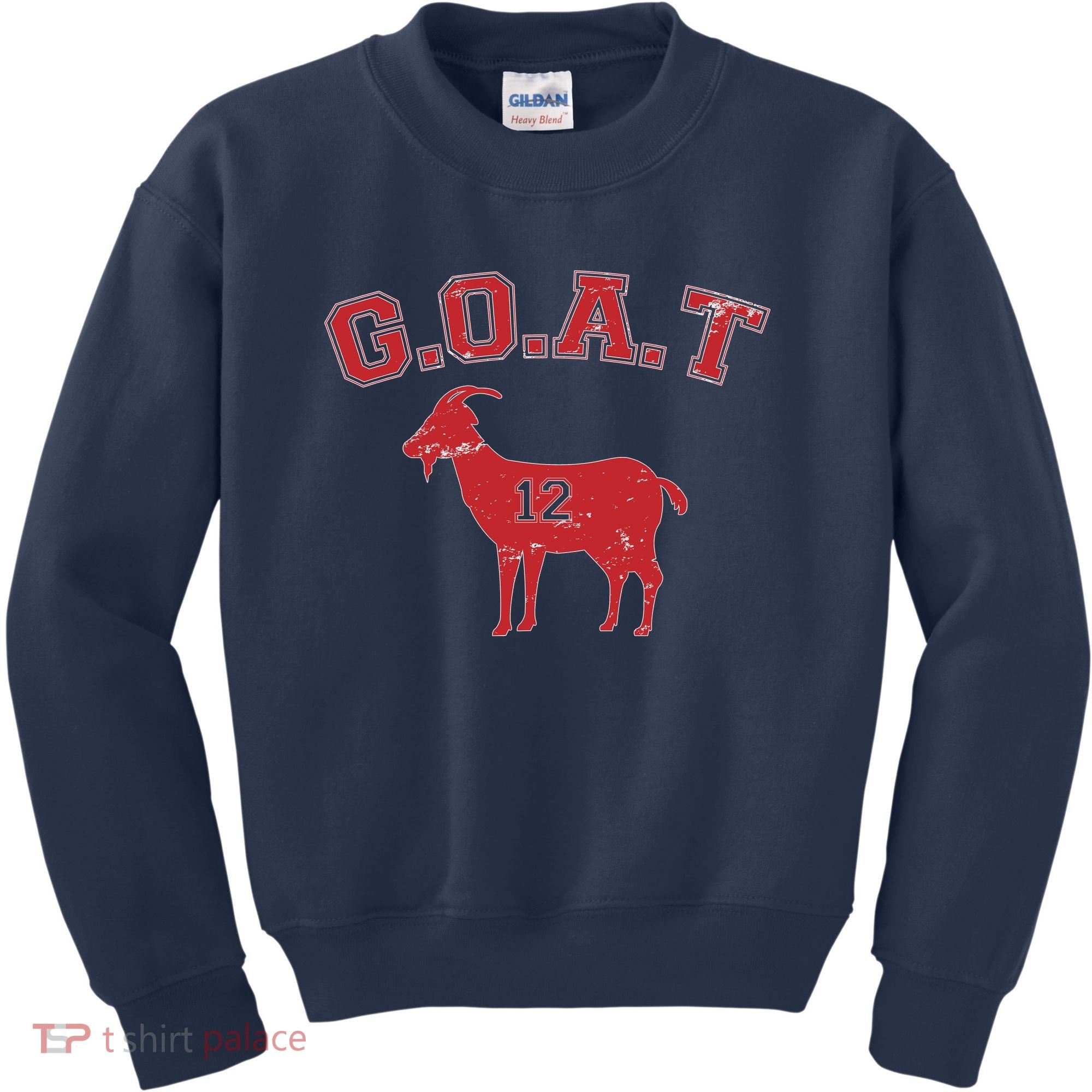 Goat 12 New England Football Fan Kids Sweatshirt