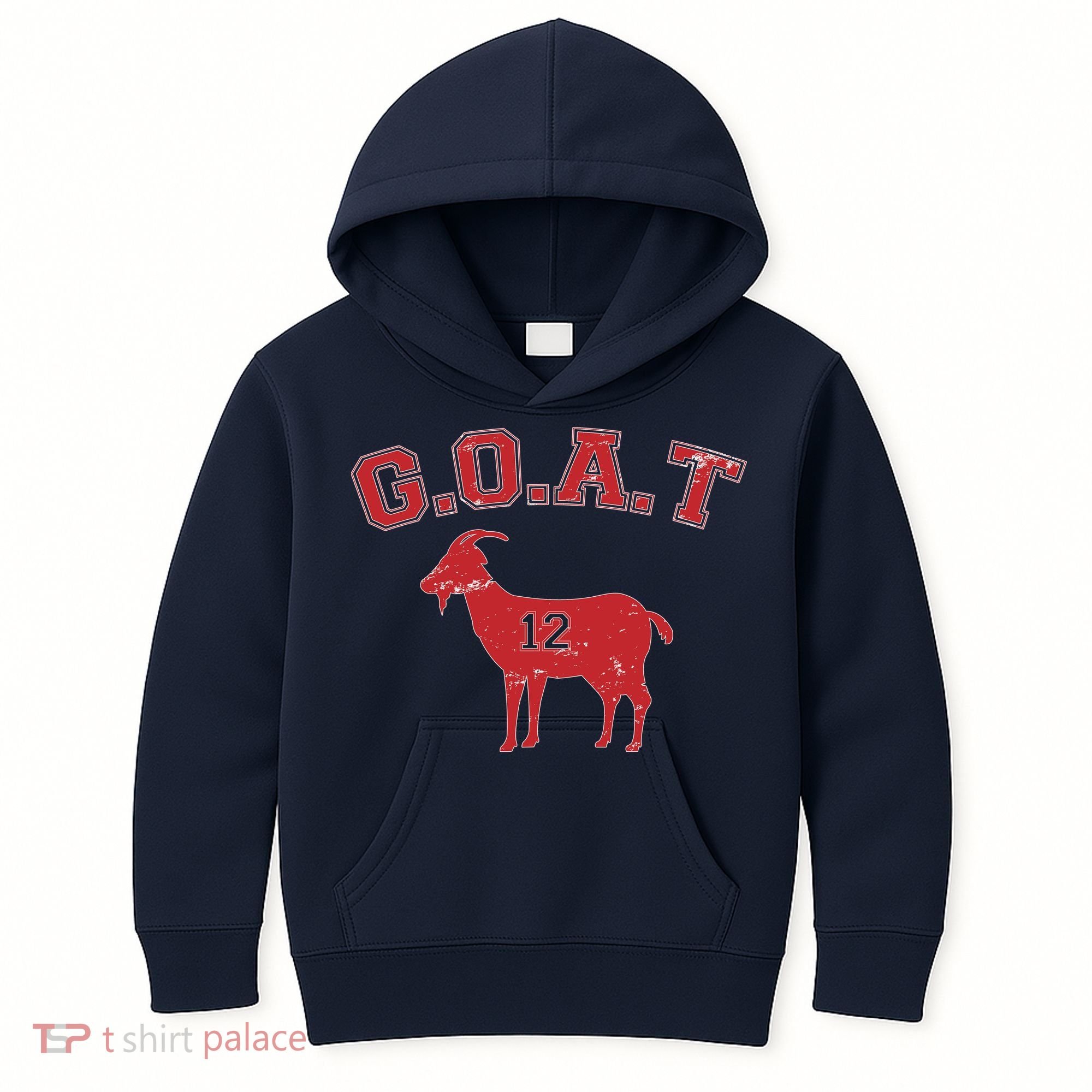 Goat 12 New England Football Fan Kids Hoodie