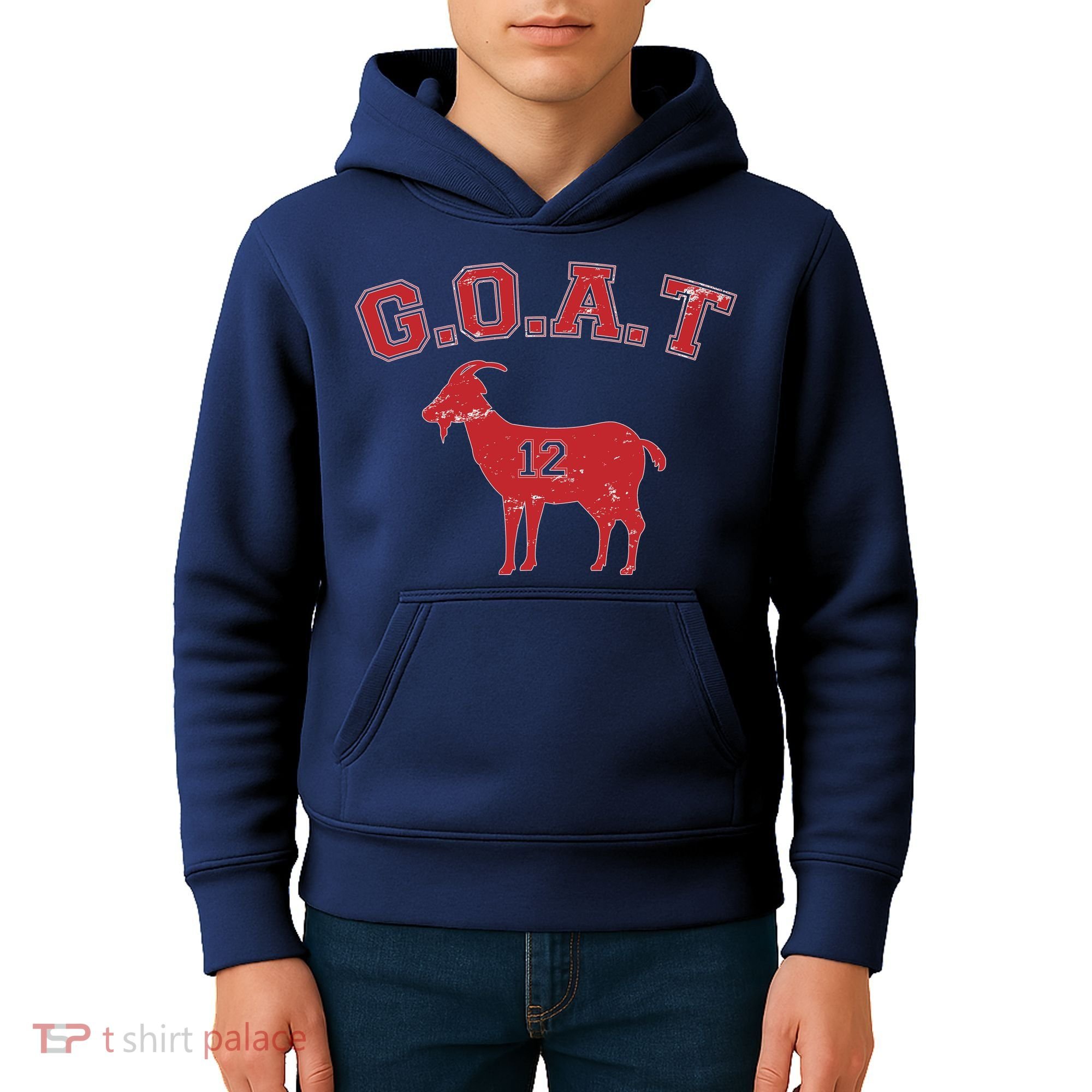 Goat 12 New England Football Fan Kids Hoodie