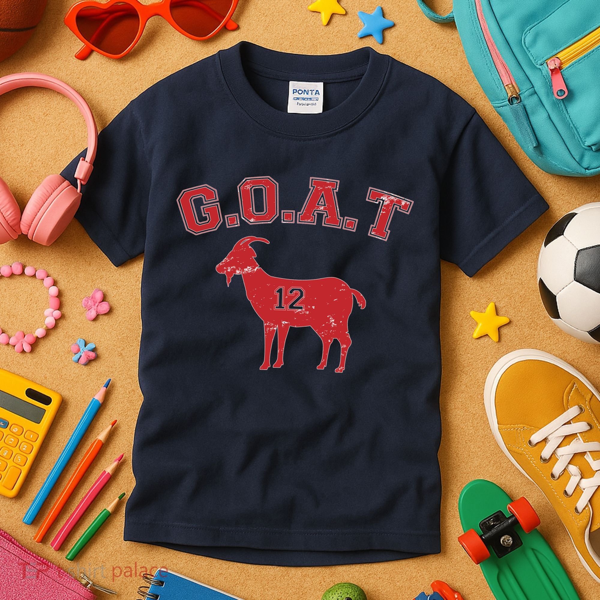 Goat 12 New England Football Fan Kids T-Shirt