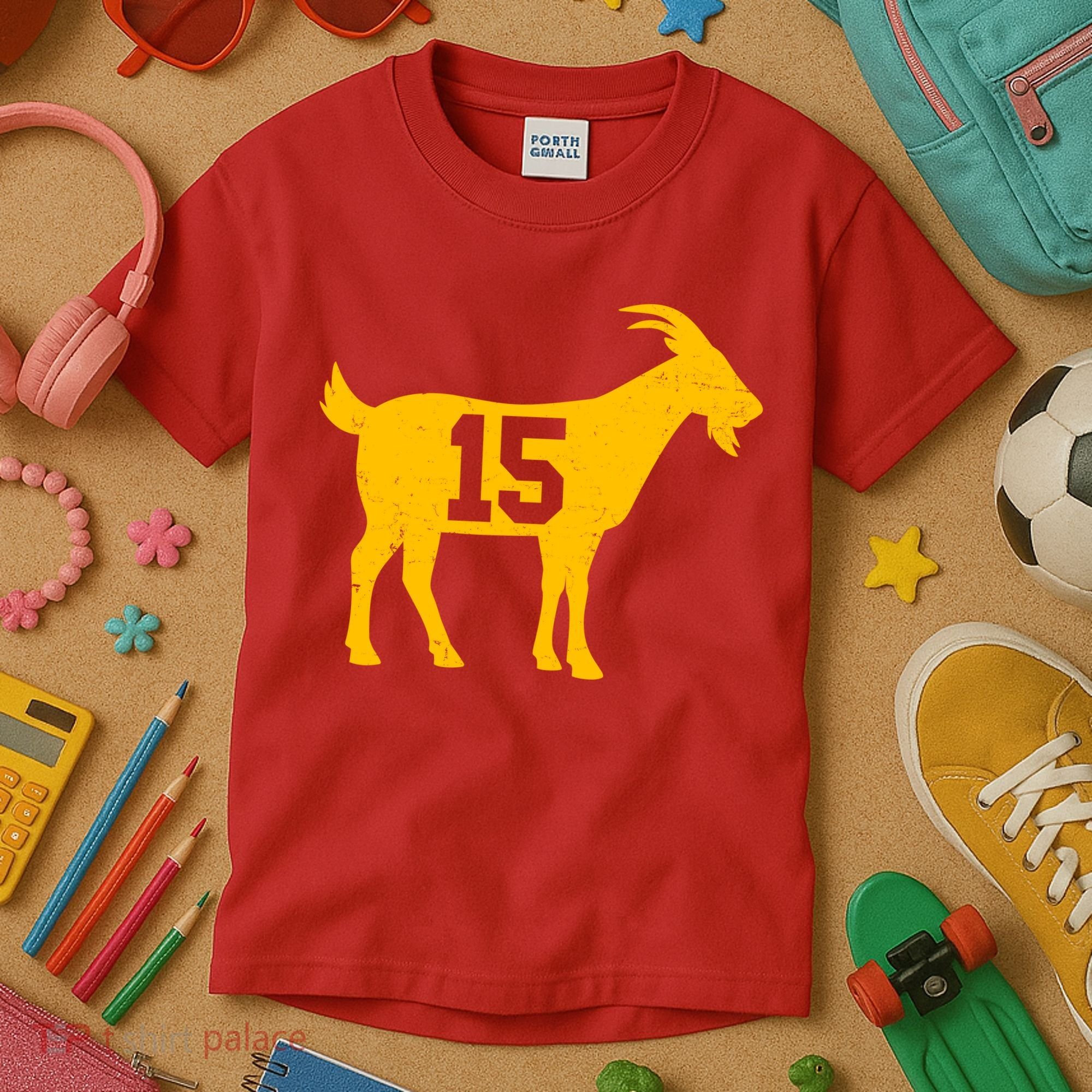 GOAT 15 Kansas City KC Football Kids T-Shirt