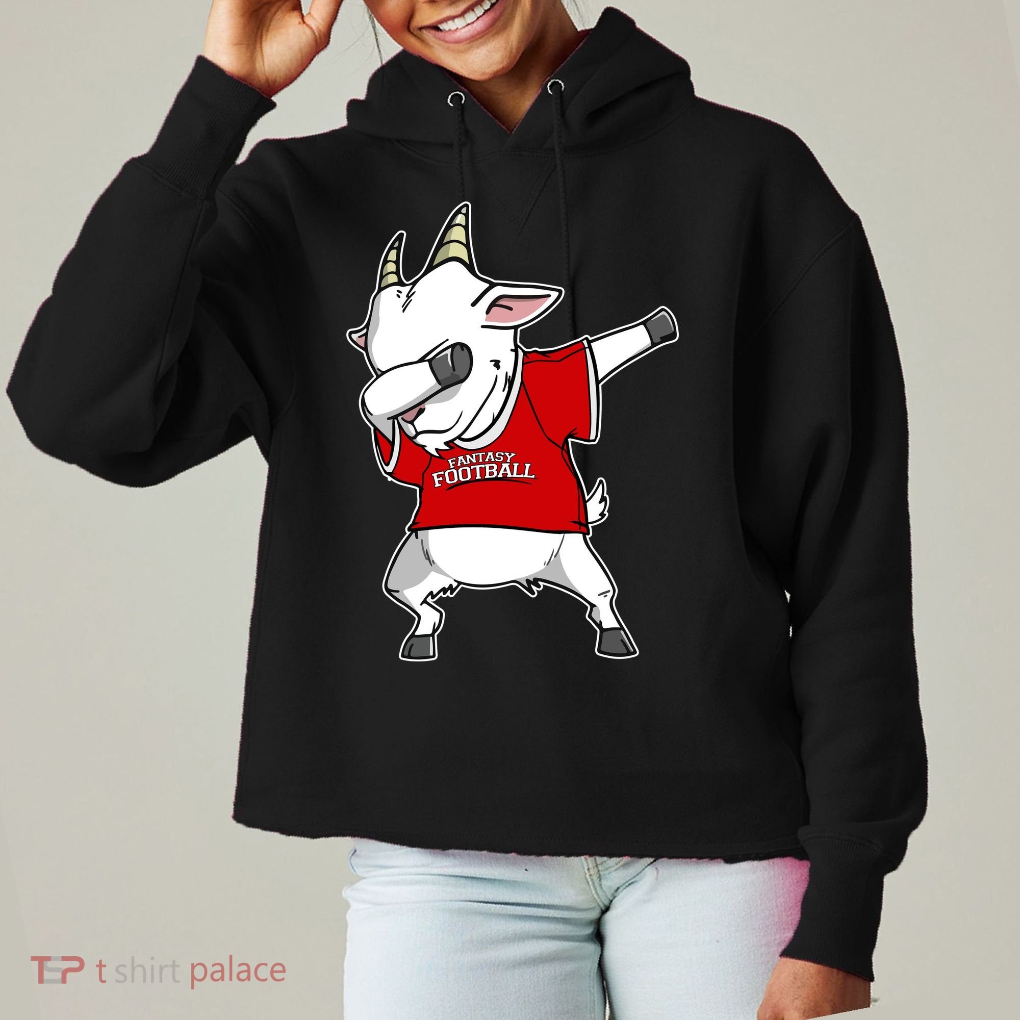 GOAT Dabbing Fantasy Football Champion Ladies Heavyweight Boxy Pullover Hoodie