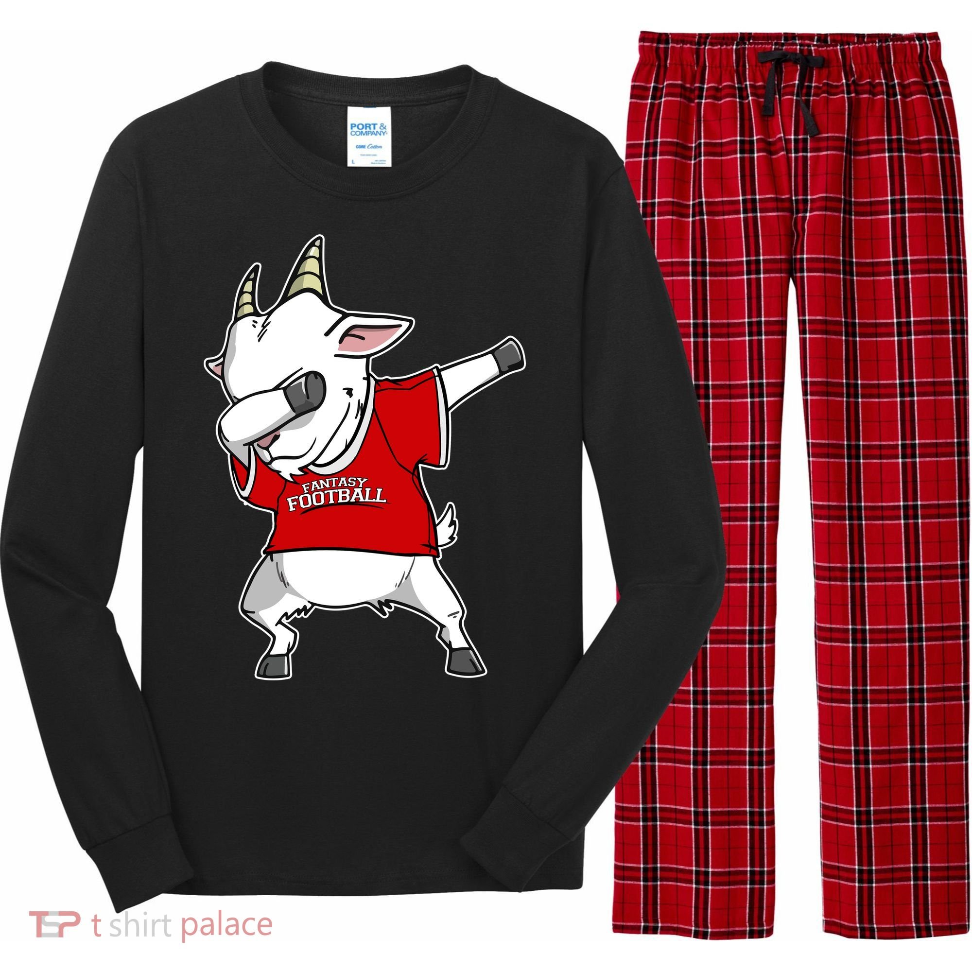 GOAT Dabbing Fantasy Football Champion Long Sleeve Pajama Set
