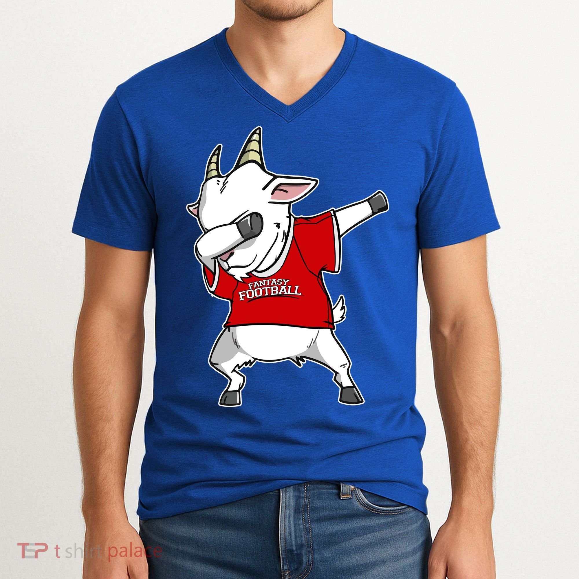 GOAT Dabbing Fantasy Football Champion V-Neck T-Shirt