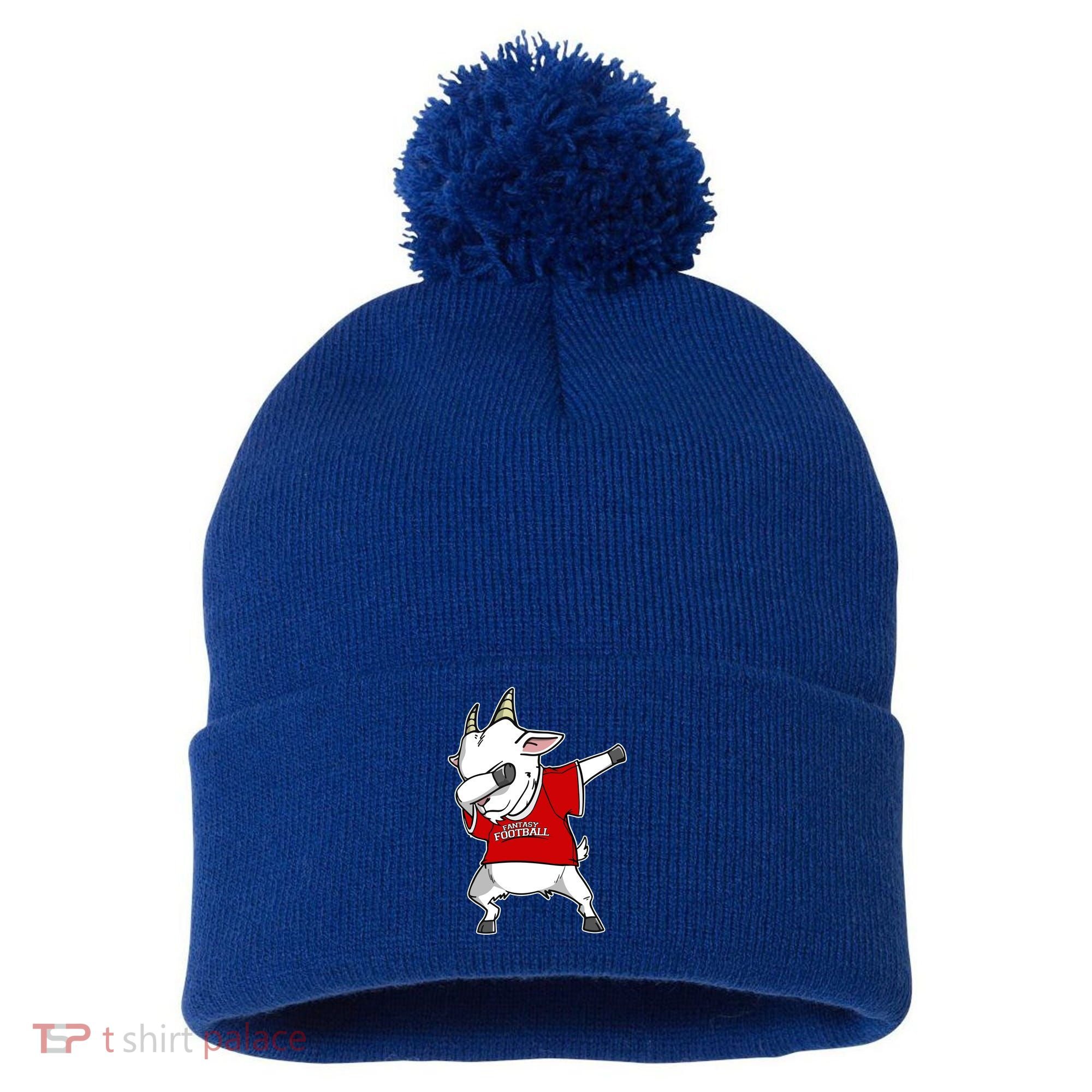 GOAT Dabbing Fantasy Football Champion Pom Pom 12in Knit Beanie