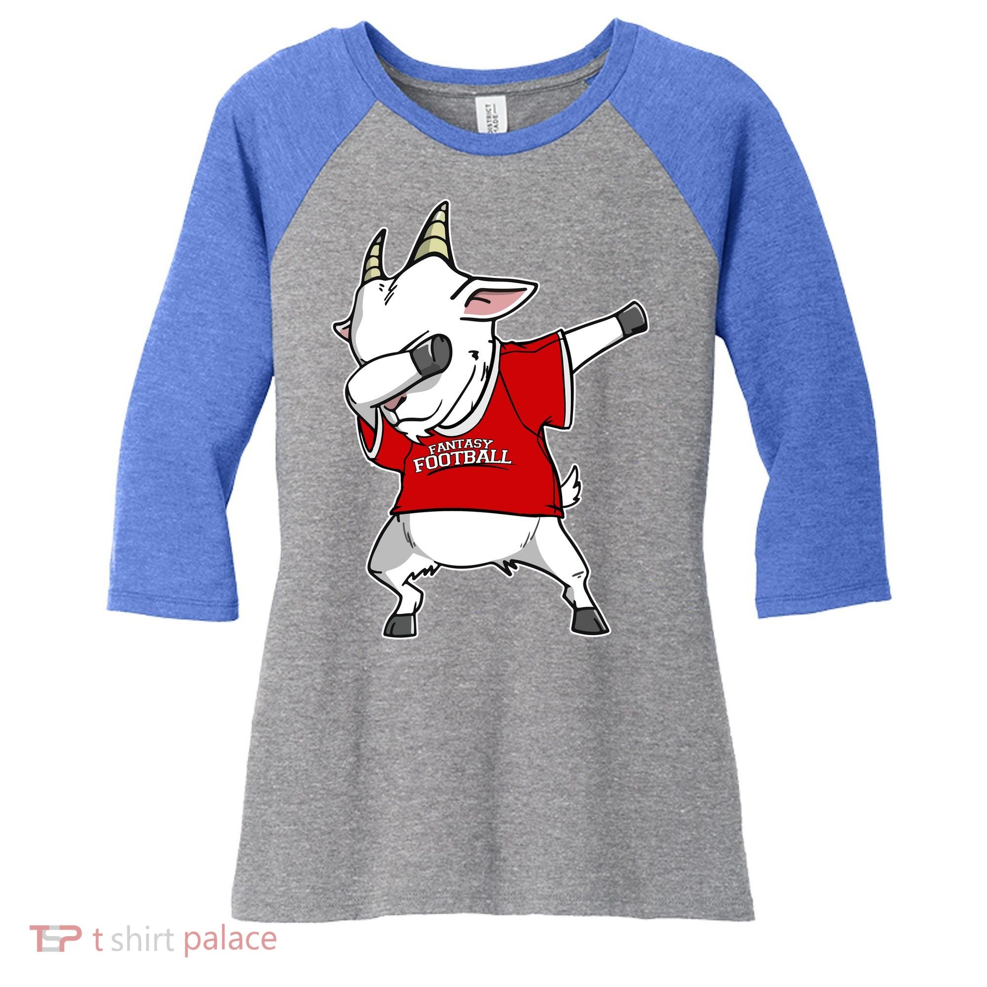 GOAT Dabbing Fantasy Football Champion Women's Tri-Blend 3/4-Sleeve Raglan Shirt