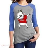 GOAT Dabbing Fantasy Football Champion Women's Tri-Blend 3/4-Sleeve Raglan Shirt thumb 2