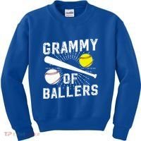Grammy Of Ballers Baseball Softball Grammy Grandma Gift Kids Sweatshirt thumb 0