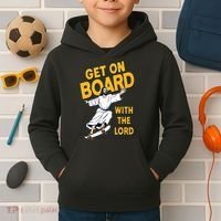 Get On Board With The Lord Skateboarding Kids Hoodie thumb 2