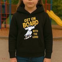 Get On Board With The Lord Skateboarding Kids Hoodie thumb 3