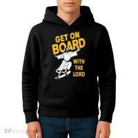 Get On Board With The Lord Skateboarding Kids Hoodie thumb 4