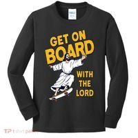 Get On Board With The Lord Skateboarding Kids Long Sleeve Shirt thumb 0