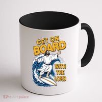 Get On Board With The Lord Surfing Coffee Mug thumb 1