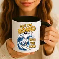 Get On Board With The Lord Surfing Coffee Mug thumb 3