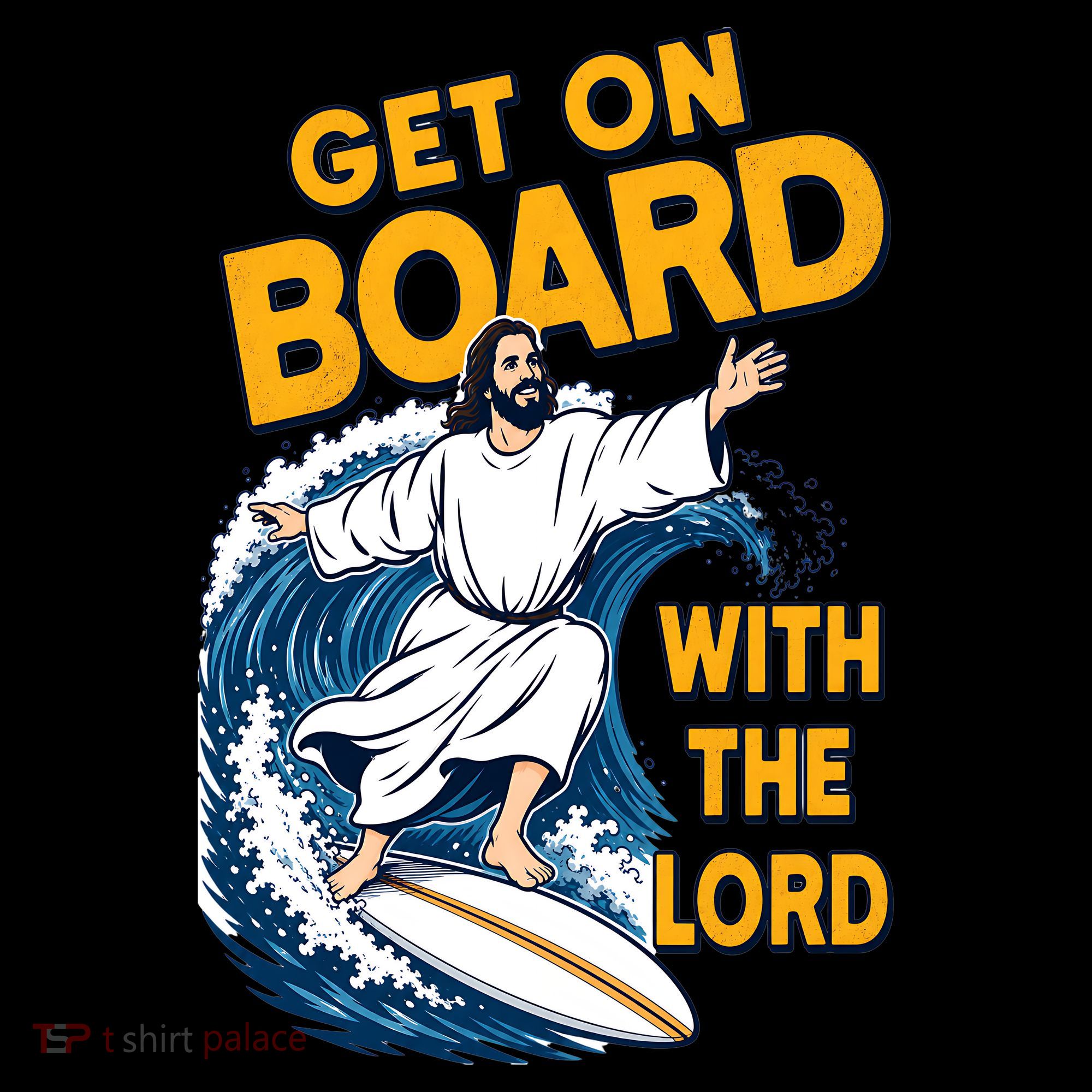 Get On Board With The Lord Surfing Coffee Mug