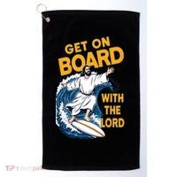 Get On Board With The Lord Surfing Golf Towel thumb 0