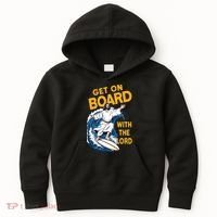 Get On Board With The Lord Surfing Kids Hoodie thumb 0