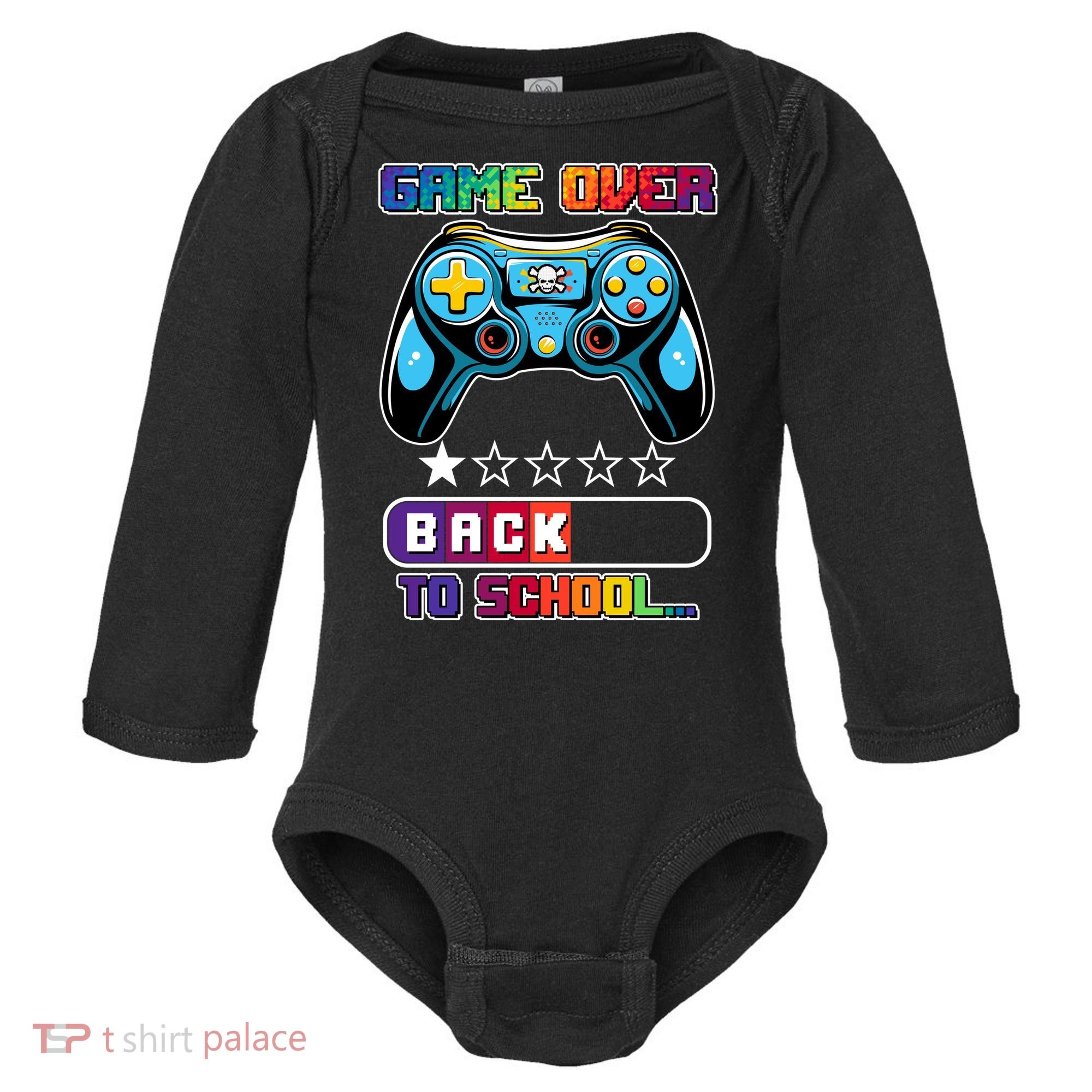 Game Over Back To School Gamer Baby Long Sleeve Bodysuit
