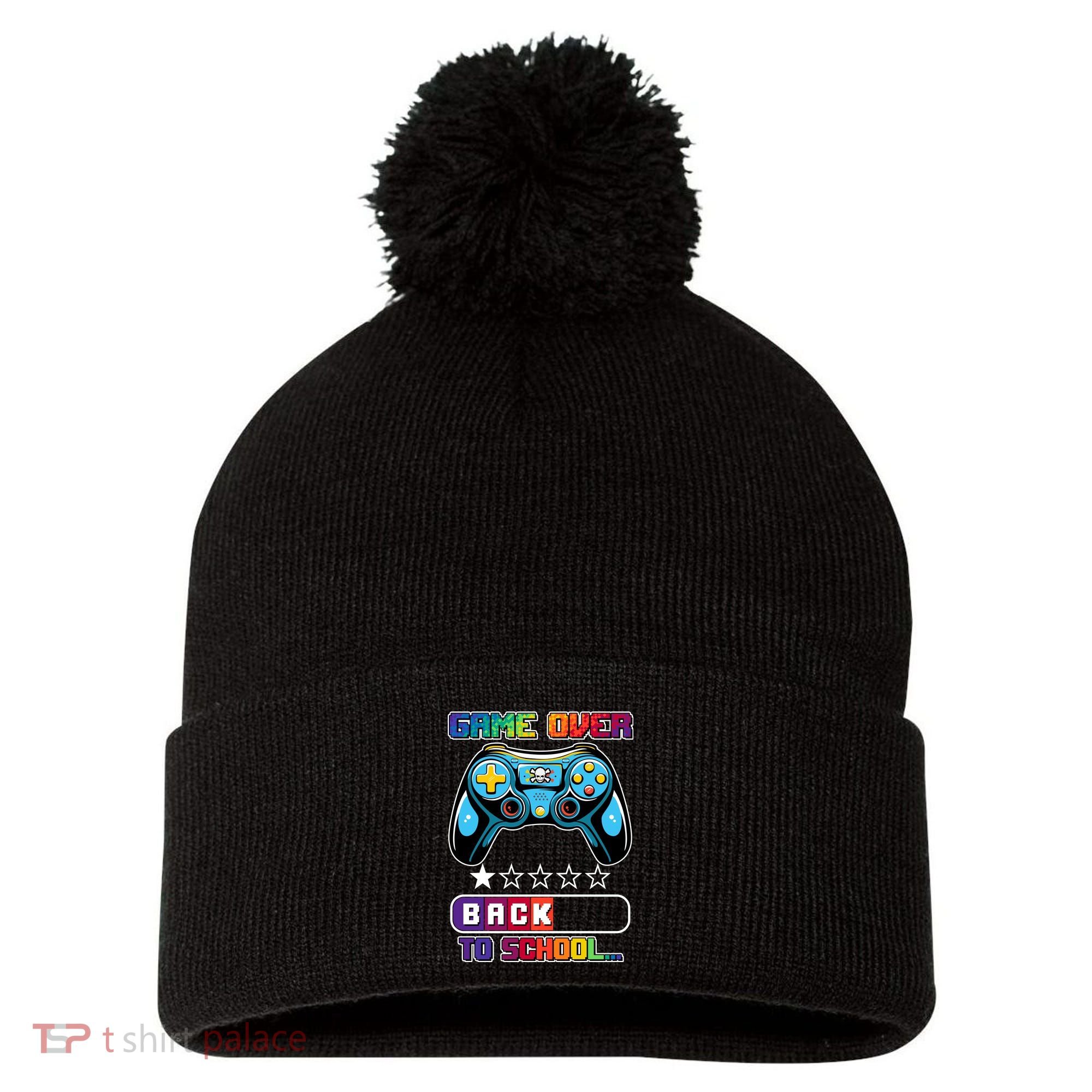 Game Over Back To School Gamer Pom Pom 12in Knit Beanie