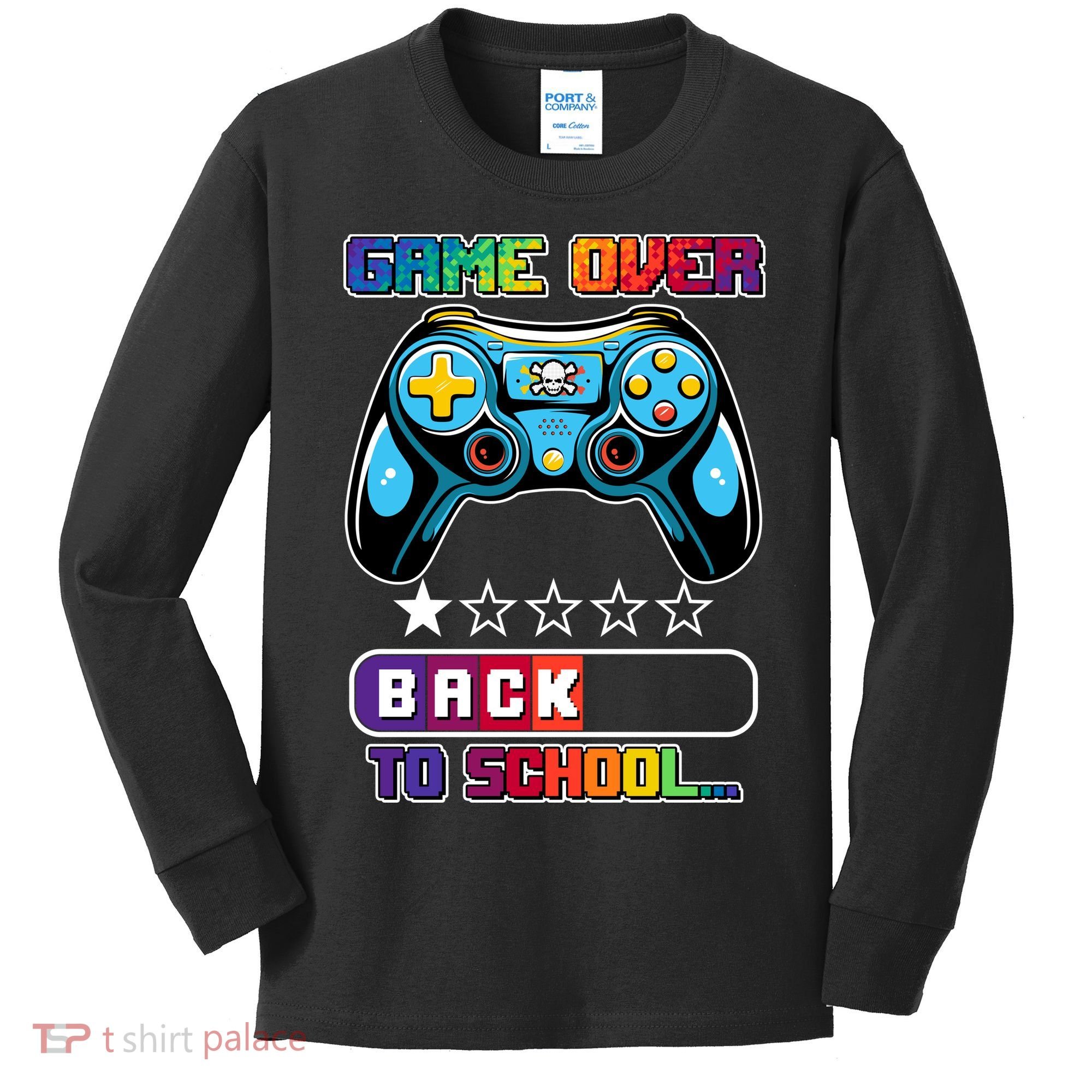 Game Over Back To School Gamer Kids Long Sleeve Shirt