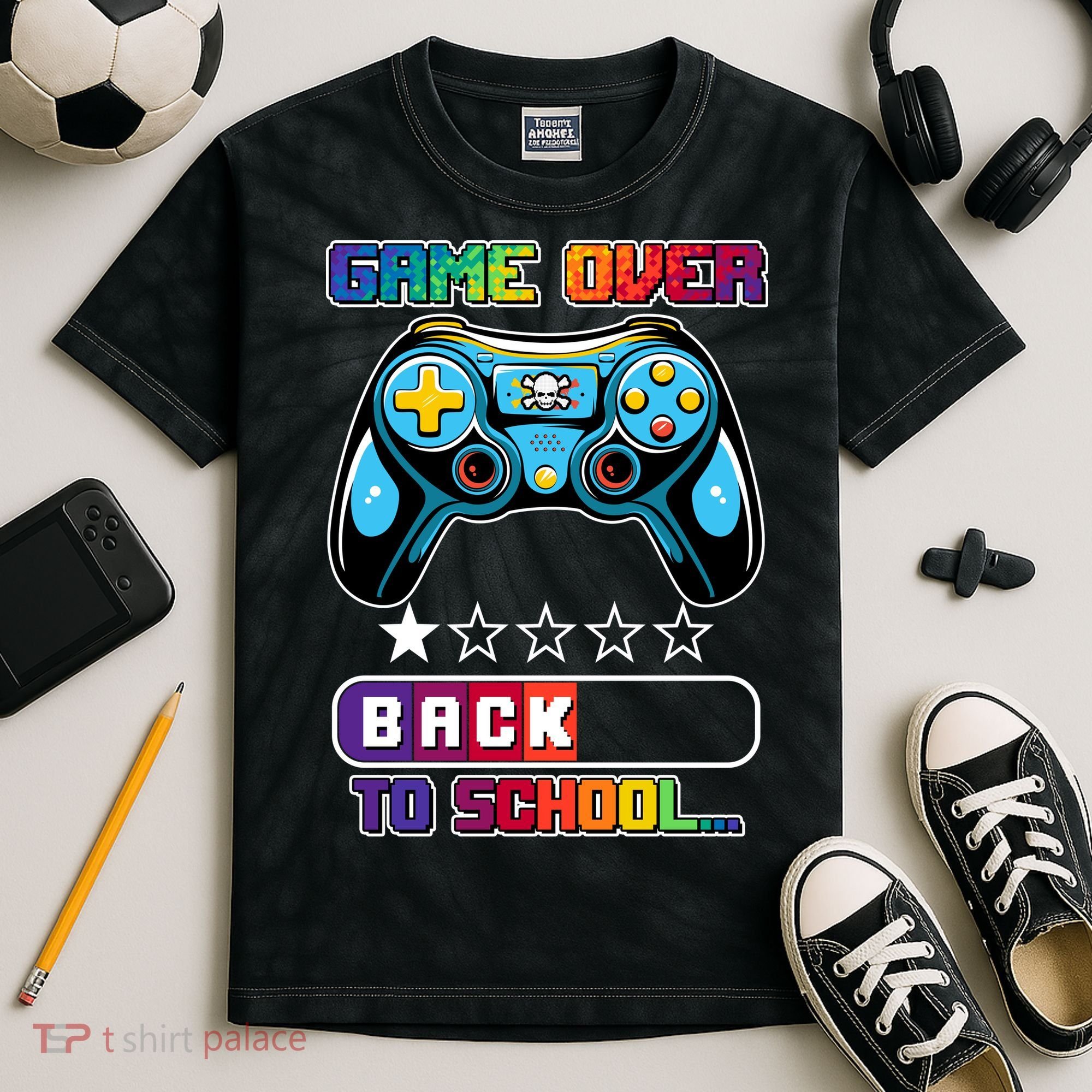 Game Over Back To School Gamer Kids Tie-Dye T-Shirt