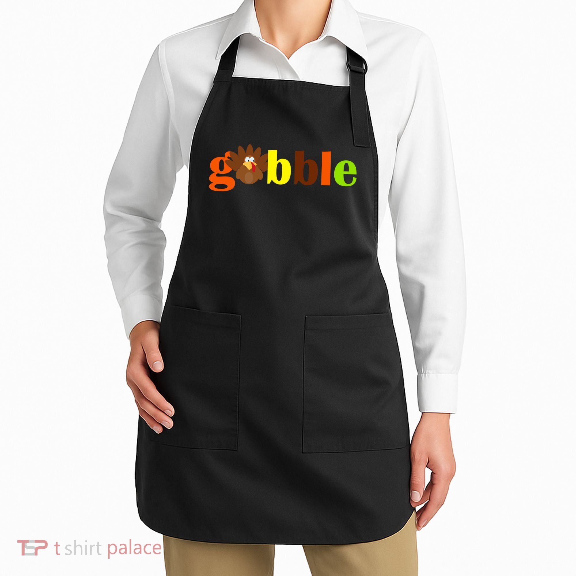Gobble Cute Turkey Thanksgiving Apron