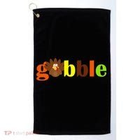 Gobble Cute Turkey Thanksgiving Golf Towel thumb 0