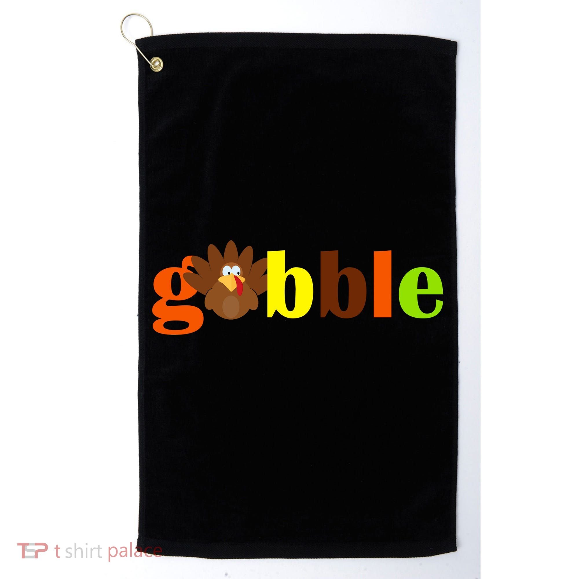 Gobble Cute Turkey Thanksgiving Golf Towel