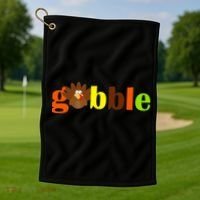 Gobble Cute Turkey Thanksgiving Golf Towel thumb 1
