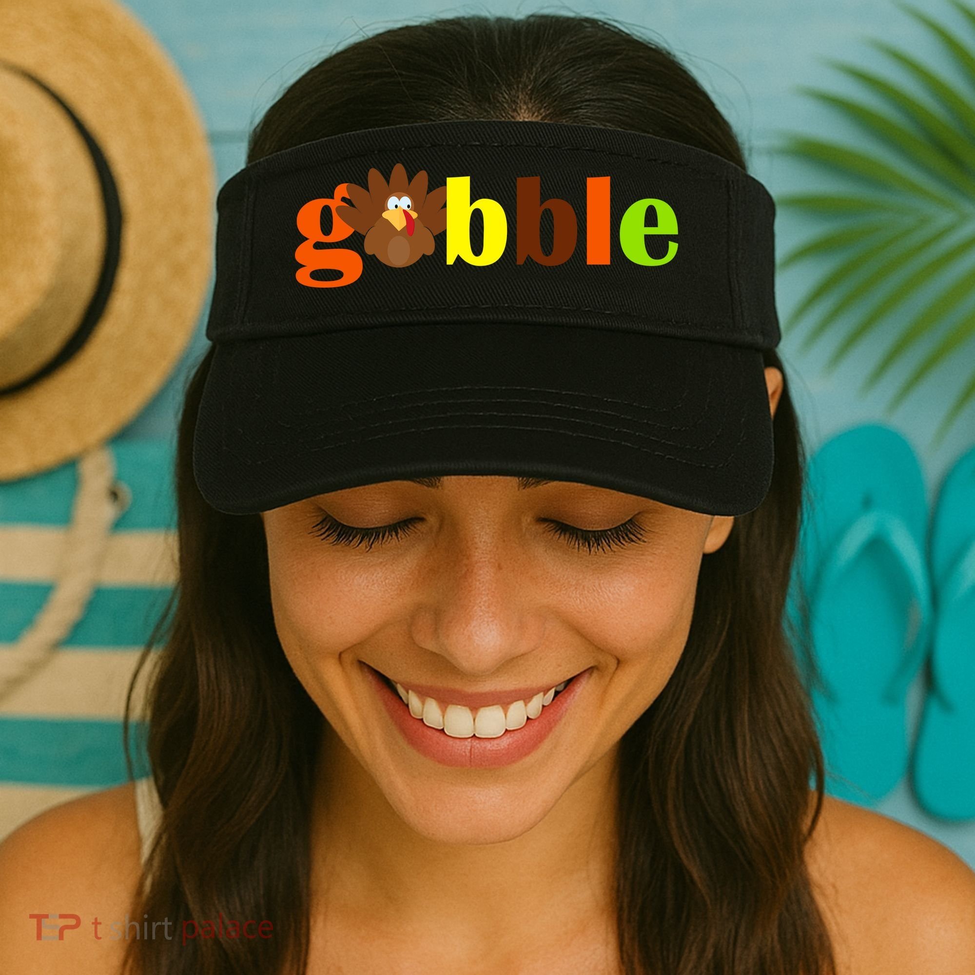 Gobble Cute Turkey Thanksgiving Visor