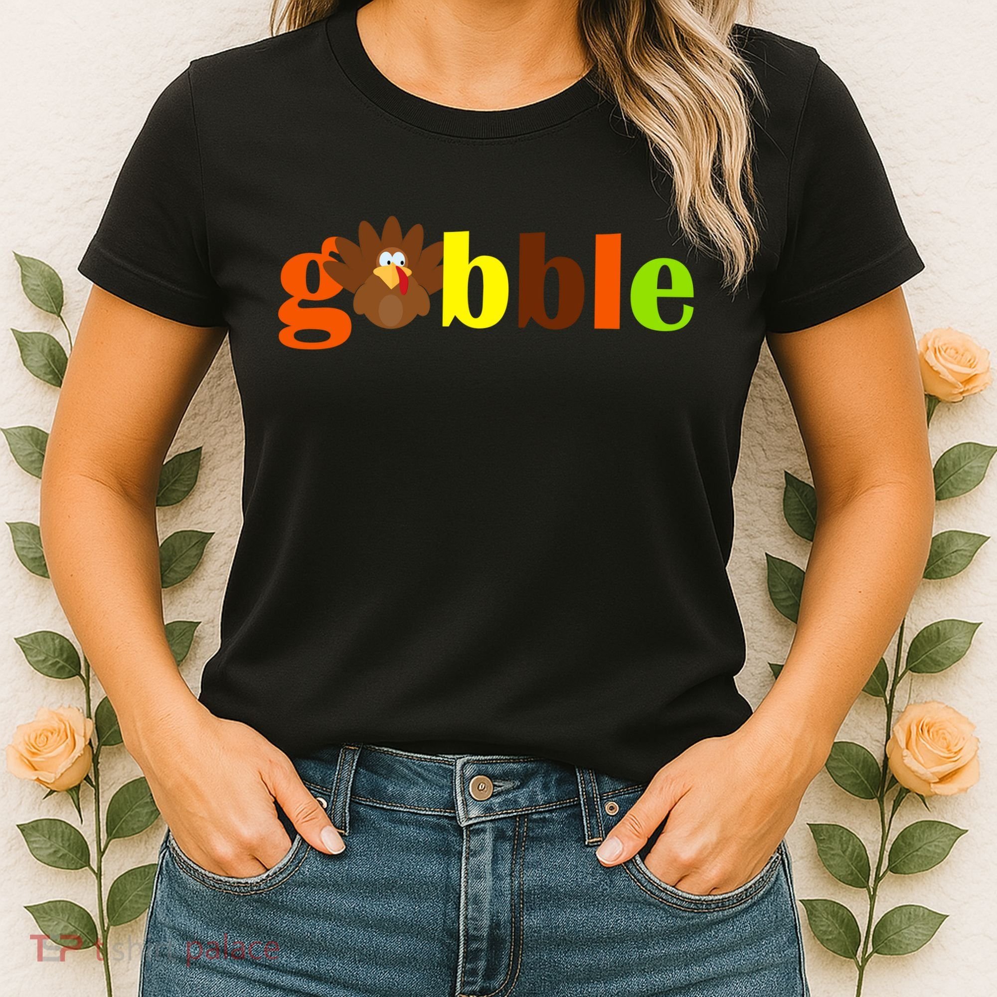 Gobble Cute Turkey Thanksgiving Women's T-Shirt