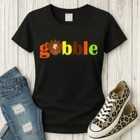 Gobble Cute Turkey Thanksgiving Women's T-Shirt thumb 3