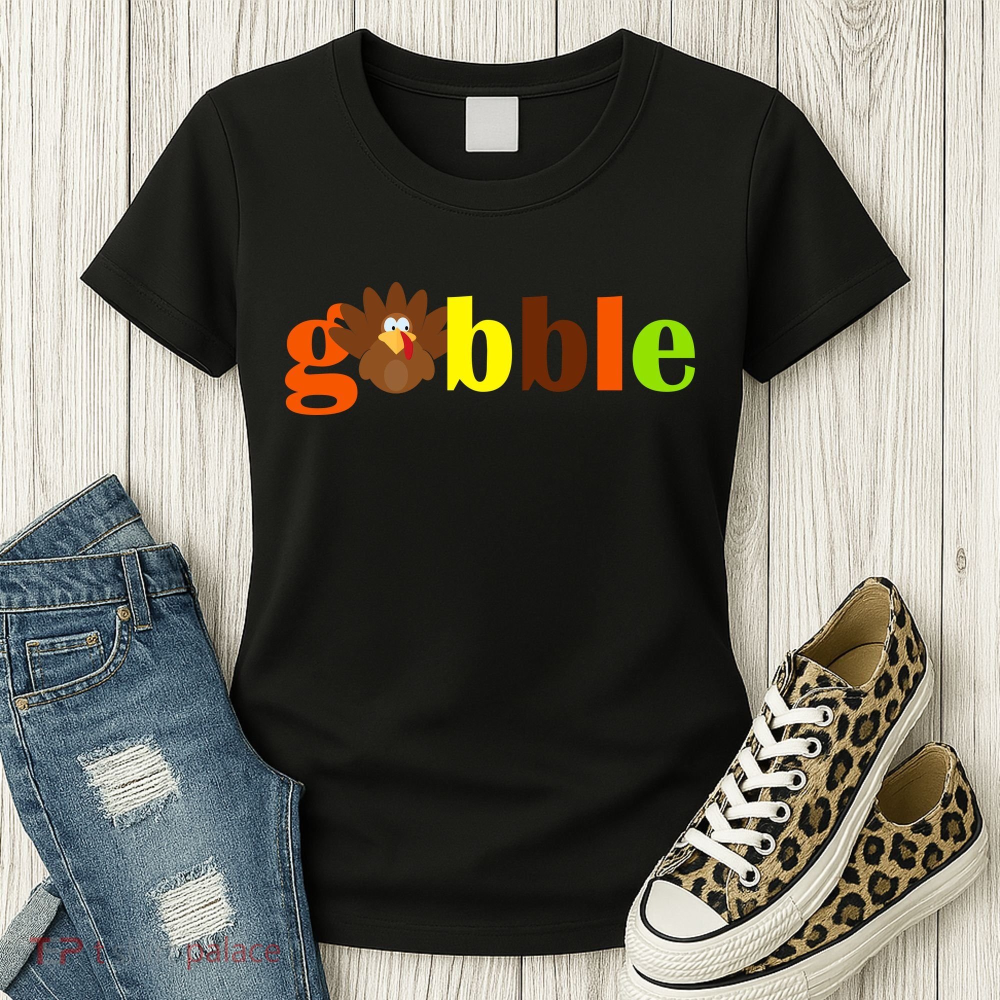 Gobble Cute Turkey Thanksgiving Women's T-Shirt