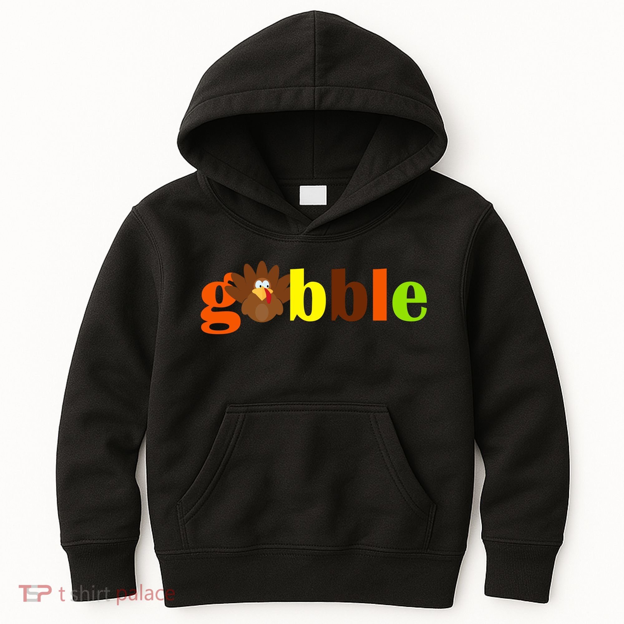 Gobble Cute Turkey Thanksgiving Kids Hoodie