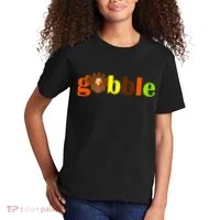 Gobble Cute Turkey Thanksgiving Kids T-Shirt thumb 2