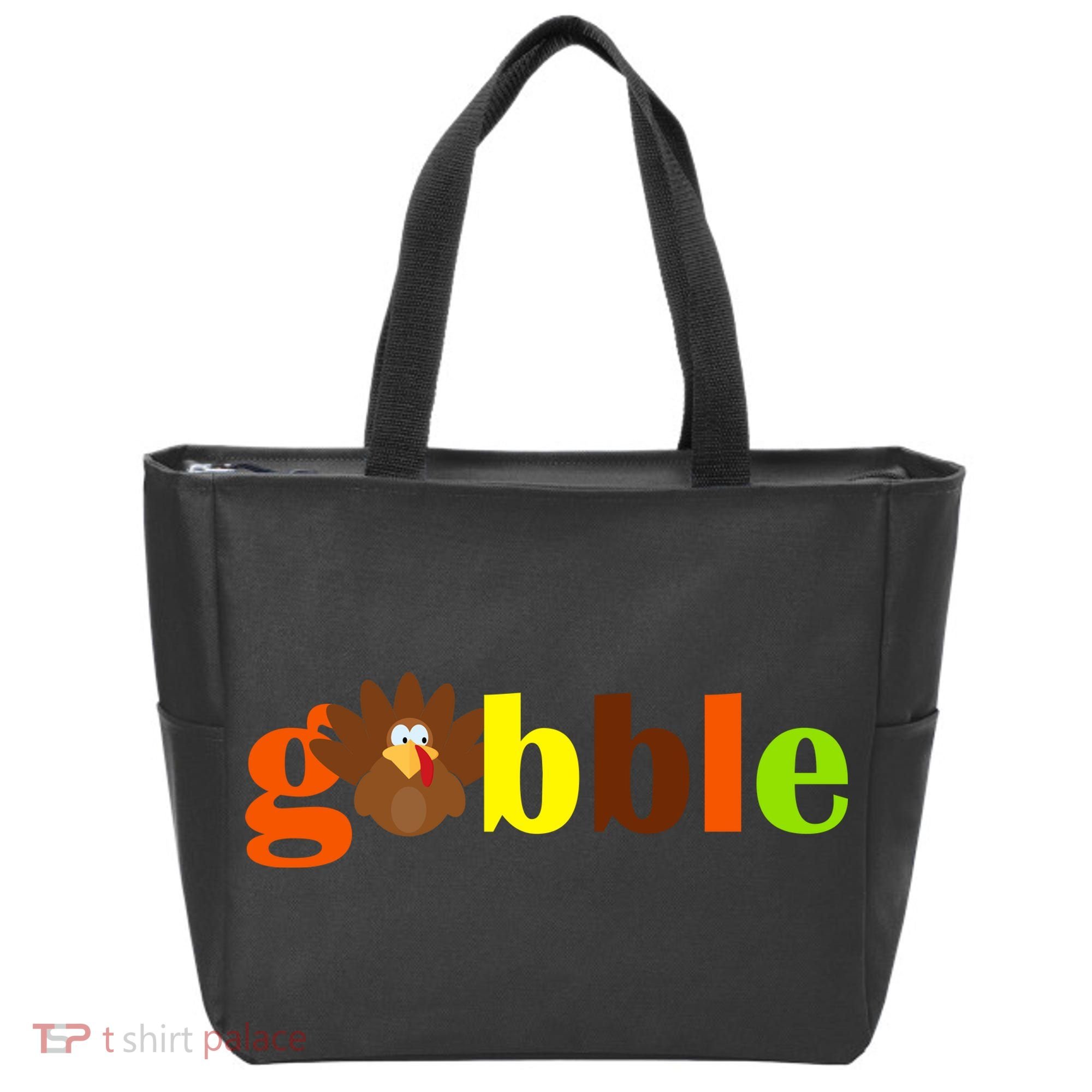 Gobble Cute Turkey Thanksgiving Tote Bag